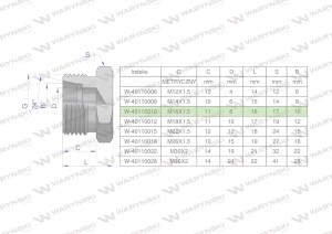 Korek hydrauliczny metryczny (na klucz) M16x1.5 10L Waryński 