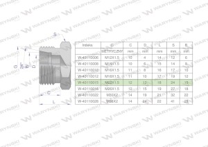 Korek hydrauliczny metryczny (na klucz) M22x1.5 15L Waryński 