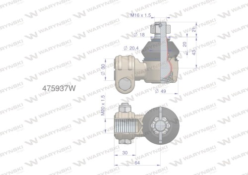 Przegub układu kierowniczego Manitou  475937 Waryński-36766