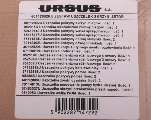 Komplet ( zestaw ) uszczelek skrzyni / mostu ZETOR ORYGINAŁ URSUS-17883