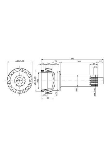 Wałek napędzający bez reduktora Z-20 84120508 C-385-9391