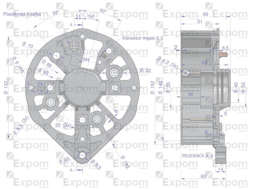 Tarcza pokrywa tylna alternatora EX257000 A120 Bizon EXPOM KWIDZYN eu-38868