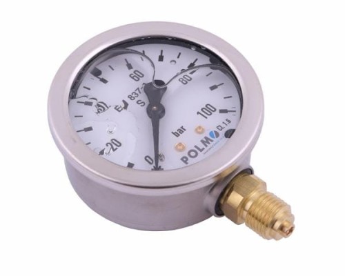 Manometr glicerynowy M63 0-100 bar dolne przyłącze G1/4" POLMO-15060