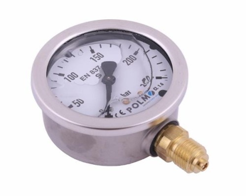 Manometr glicerynowy M63 0-250 bar dolne przyłącze G1/4" POLMO-15064