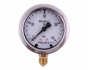 Manometr glicerynowy M63 0-40 bar dolne przyłącze G1/4" POLMO