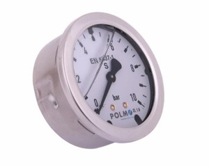 Manometr glicerynowy M100 0-15/60 bar gwint G1/4" tylne przyłącze. obudowa kwasoodporna. sadowniczy POLMO
