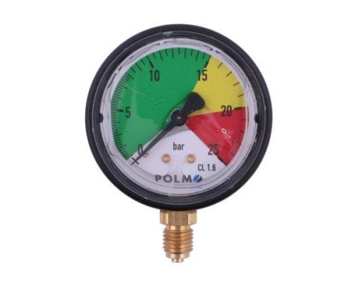 Manometr glicerynowy M63 0-25 bar. gwint M12x1.5 dolne przyłącze. obudowa plastikowa. Opryskiwacz POLMO-15017