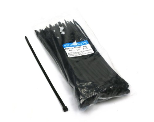 Opaski kablowe 4.6 x 200mm 100 szt w worku  czarne odporne na UV-28192