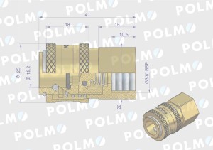 Szybkozłącze pneumatyczne P26 NW7.2 gniazdo 3/8"BSP gwint wewnętrzny POLMO  ( sprzedawane po 5 )