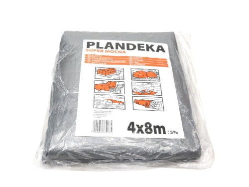 Plandeka SUPER MOCNA 4x8m (srebrna) gramatura 160g/m2-36332