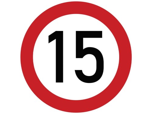 Naklejka laminowana limit prędkości 15 km/h- czerwona obwódka-31964