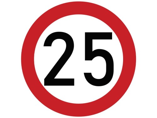 Naklejka laminowana limit prędkości 25 km/h- czerwona obwódka-30351