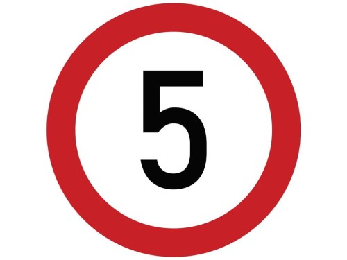 Naklejka laminowana limit prędkości 5 km/h- czerwona obwódka-31962