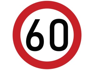 Naklejka laminowana limit prędkości 60 km/h- czerwona obwódka