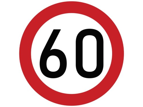Naklejka laminowana limit prędkości 60 km/h- czerwona obwódka-30354