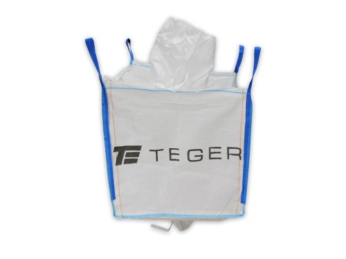 Worek BIG BAG 500kg. 90 x 90 x 90. 4 uchwyty. Lej zasypowy / Lej spustowy. Tasiemka /TEGER-39741