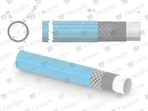 Wąż ogrodowy "STANDARD PLUS" FI 1/2". 50m / TEGER-36438