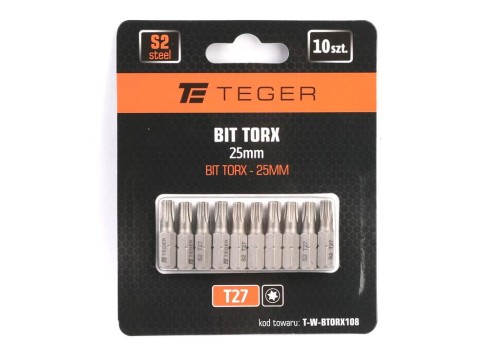 Bit TORX 25 mm/T27 (ZESTAW 10 SZT) / TEGER-38782
