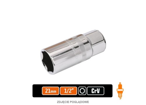 Klucz nasadowy 1/2" sześciokątny 21 mm - do świec / TEGER-39067