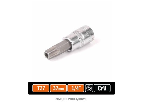Klucz nasadowy 1/4" z bitem TORX 37 mm/T27 / (z otworem) / TEGER-38677