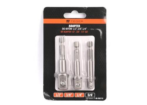 Adapter do bitów 1/2" 1/4" 3/8" - zestaw / TEGER-38762