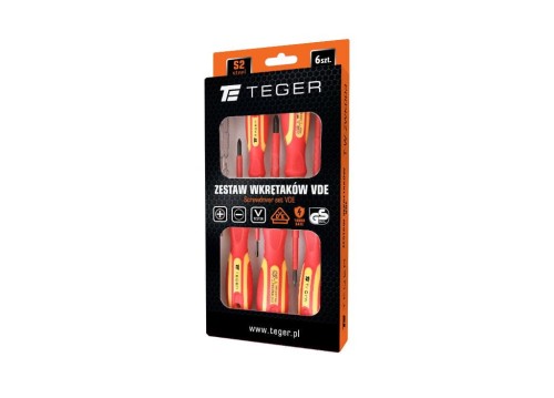 Zestaw wkrętaków VDE 6 szt / Certyfikat  GS/VDE / TEGER-39135