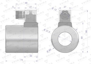 Cewka dzielnika elektrozaworu V-DVS-80L-1/2  24V DC VOIMA
