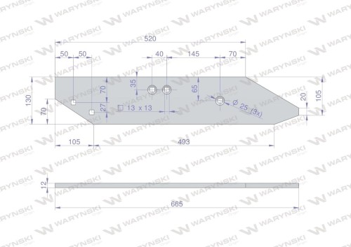 Listwa płozy lewa zastosowanie PO1712 Unia ZX WARYŃSKI-15120