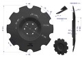 Talerz uzębiony Z-10 fi 510 mocowanie 6/120 grubość 3.5 mm przetłoczony stal borowa WARYŃSKI R-36216