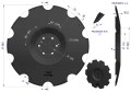 Talerz uzębiony Z-10 fi 560 mocowanie 6/120 grubość 4 mm przetłoczony stal borowa WARYŃSKI R-36222