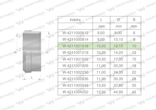 Pierścień zacinający hydrauliczny (DPR10L/S) 10L/10S Waryński ( sprzedawane po 20 )-25378