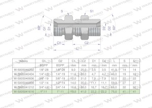Złączka hydrauliczna calowa grodziowa BB 1" BSP z przeciwnakrętką (XSV) Waryński