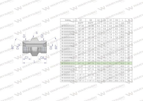 Złączka hydrauliczna calowa BB 3/4" BSP Waryński ( sprzedawane po 5 )-26001