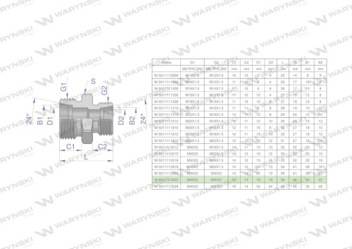 Złączka hydrauliczna redukcyjna metryczna BB M45x2 35L / M30x2 22L (XG) Waryński-26797