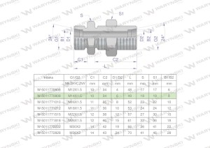 Złączka hydrauliczna metryczna grodziowa BB M14x1.5 08L z przeciwnakrętką (XSV) Waryński ( sprzedawane po 2 )