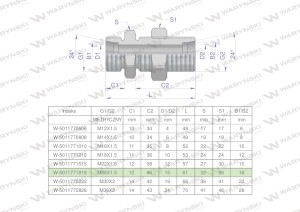 Złączka hydrauliczna metryczna grodziowa BB M26x1.5 18L z przeciwnakrętką (XSV) Waryńśki