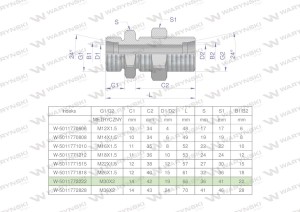 Złączka hydrauliczna metryczna grodziowa BB M30x2 22L z przeciwnakrętką (XSV) Waryński