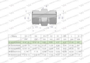 Złączka hydrauliczna calowa BB 9/16" ORFS (UNF) ORFS (UNF) Waryński ( sprzedawane po 2 )