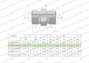 Złączka hydrauliczna calowa BB 11/16" ORFS (UNF) Waryński ( sprzedawane po 2 )