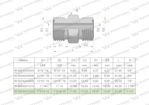 Złączka hydrauliczna calowa BB 1 3/16" ORFS (UNF) Waryński