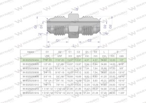 Złączka hydrauliczna calowa BB 7/16" UNF (JIC) Waryński ( sprzedawane po 2 )