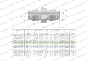 Złączka hydrauliczna redukcyjna calowa BB 9/16" x 3/4" UNF (JIC) Waryński ( sprzedawane po 2 )
