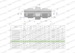 Złączka hydrauliczna redukcyjna calowa BB 7/8" x 3/4" UNF (JIC) Waryński ( sprzedawane po 2 )