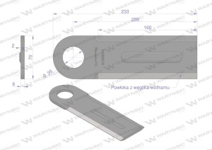 Nóż przystawki do kukurydzy napawany 230x70x6 otwór 35mm zastosowanie Geringhoff WARYŃSKI