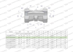 Złączka hydrauliczna calowa AA 3/8" BSP Waryński ( sprzedawane po 2 )