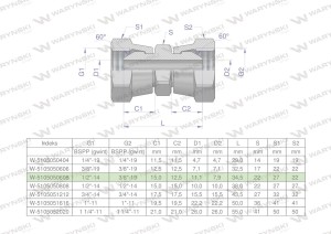 Złączka hydrauliczna redukcyjna calowa AA 3/8" x 1/2" BSP Waryński ( sprzedawane po 2 )