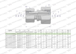 Złączka hydrauliczna metryczna AA M14x1.5 08L x M12x1.5 06L Waryński ( sprzedawane po 2 )