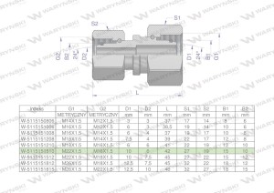 Złączka hydrauliczna metryczna AA M22x1.5 15L x M16x1.5 10L Waryński ( sprzedawane po 5 )