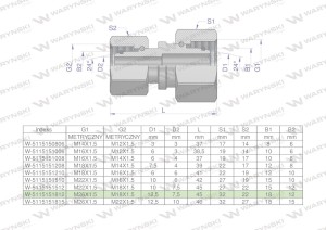 Złączka hydrauliczna metryczna AA M26x1.5 18L x M18x1.5 12L Waryński