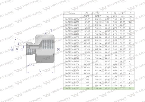 Tulejka różnicowa hydrauliczna calowa AB 1"GZ x 1 1/4"GW BSP Waryński-25560